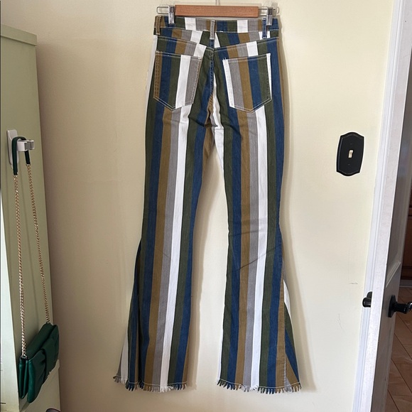 Altar'd State Multicolor Striped Flare Bell Bottom Jeans Size XS - Picture 5 of 15